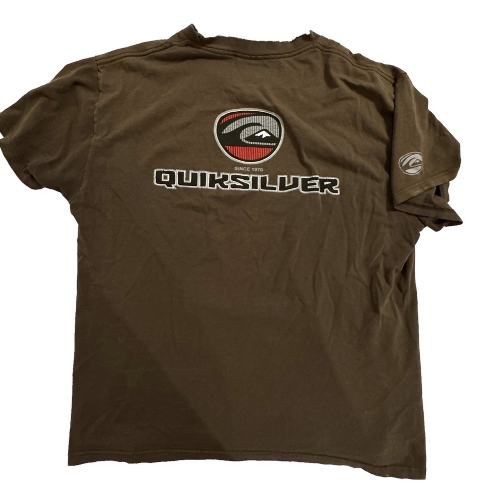 Vintage Quiksilver T Shirt Men's Large Distressed 90's Y2K Back Graphic